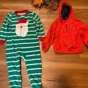Carter's Green and White Striped Onesie with Red Accents